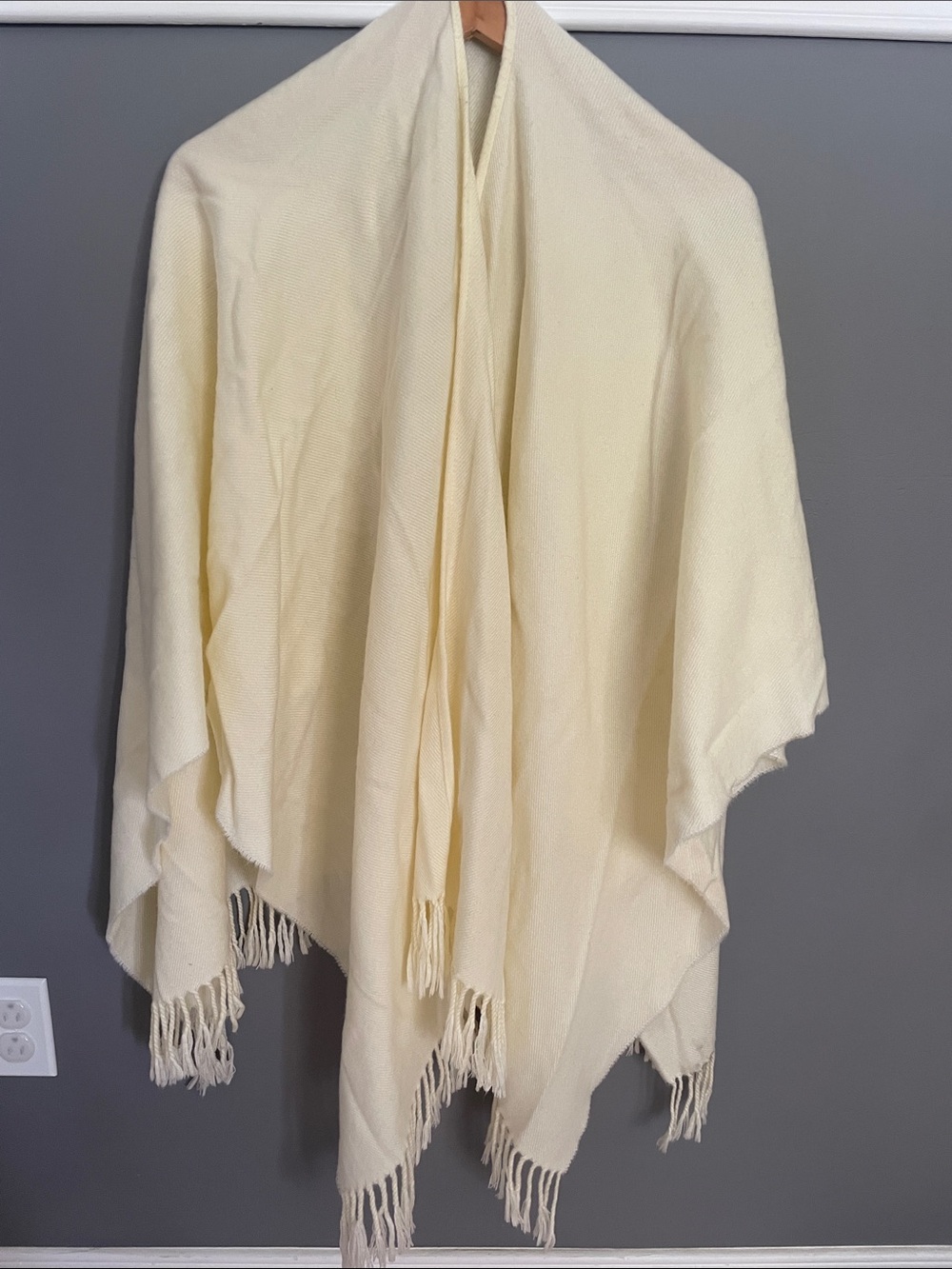 Light Cream Fringe Shawl Wrap
